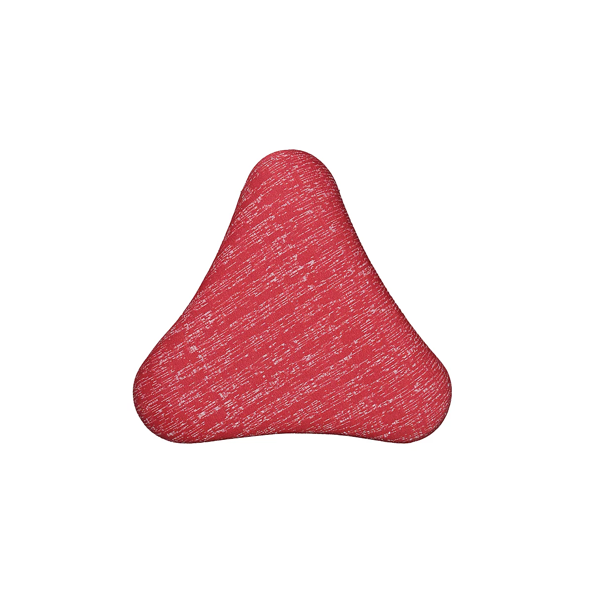Red, triangular object with rounded corners on a white background.