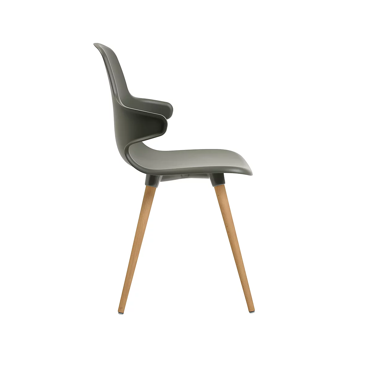 Topstar® T 2020 kuipstoel, 4-poot, desinfectiebestendig, met armleuningen, grijs/beuken