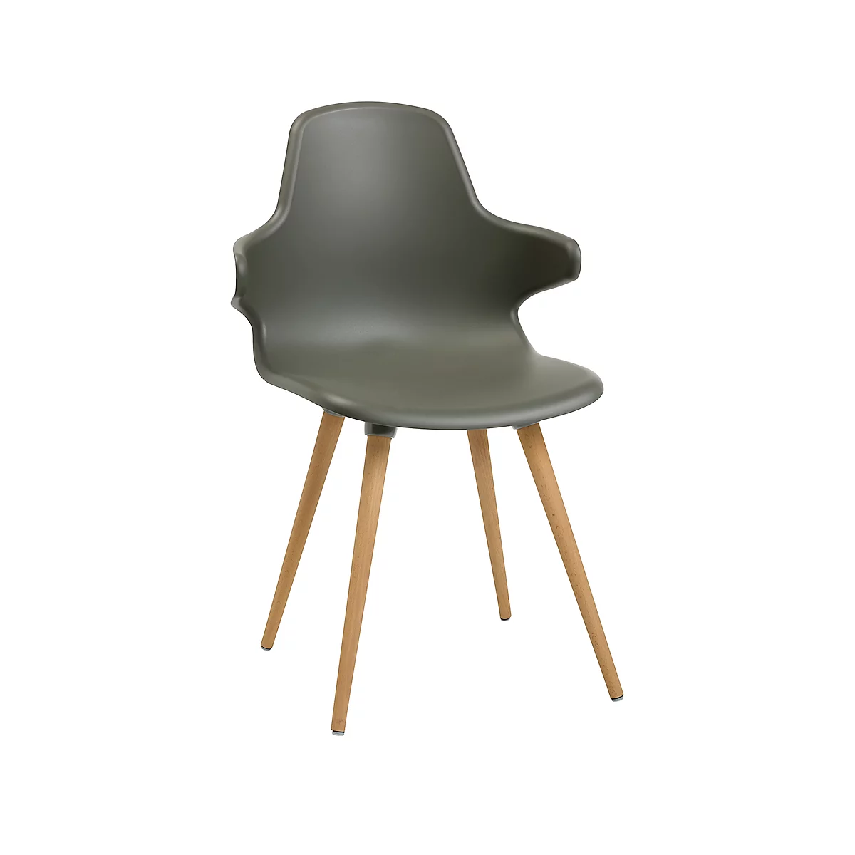 Topstar® T 2020 kuipstoel, 4-poot, desinfectiebestendig, met armleuningen, grijs/beuken