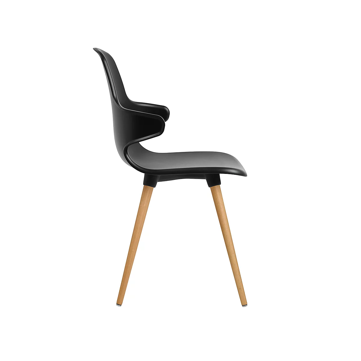 Topstar® T 2020 kuipstoel, 4-poot, desinfectiebestendig, met armleuningen, zwart/beuken