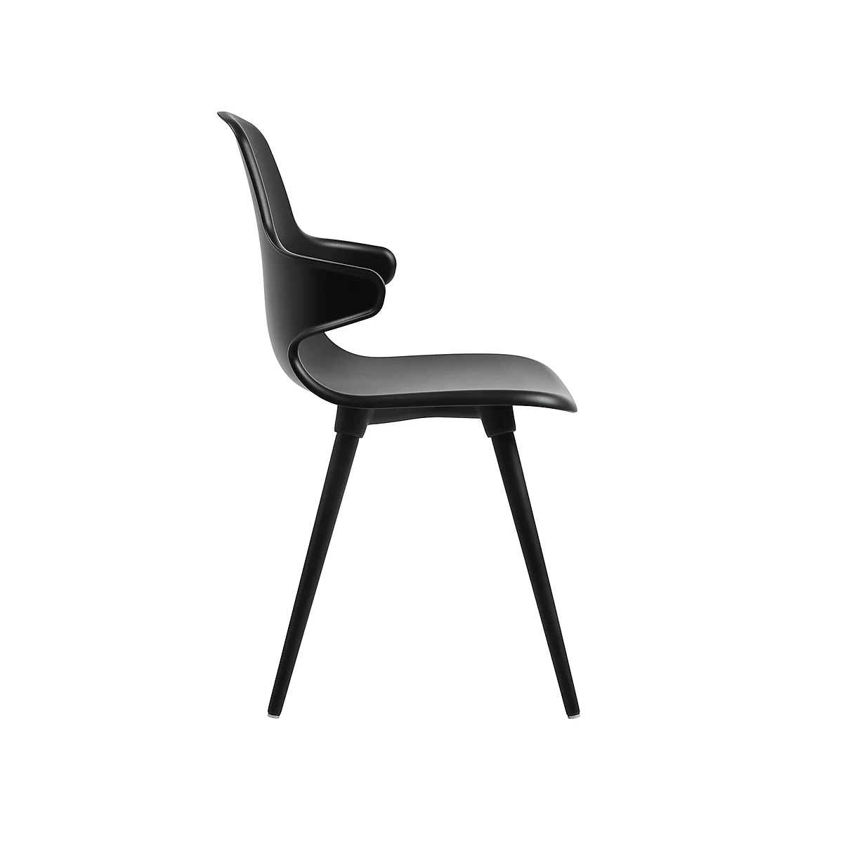 Topstar® T 2020 kuipstoel, 4-poot, desinfectiebestendig, met armleuningen, zwart/zwart