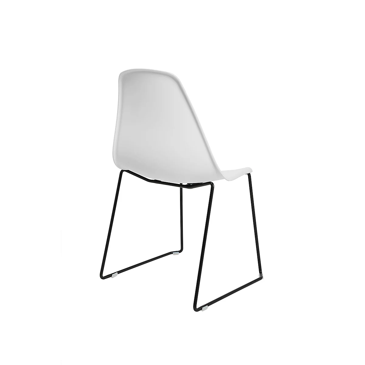 Topstar T2020 kuipstoel, sledeonderstel, ergonomische zitschaal, stapelbaar tot 4 stuks, zithoogte 450 mm, set van 2, zonder armleggers, wit/zwart