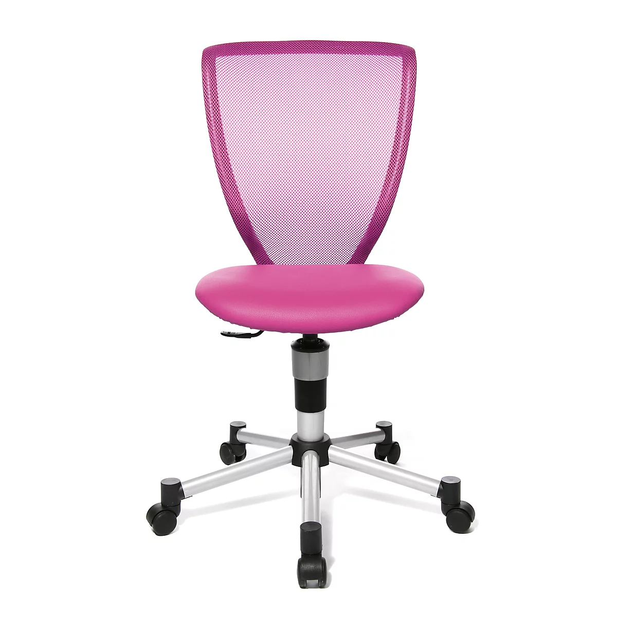 Topstar Titan Junior kinderdraaistoel, zonder armleuningen, voorgevormde zitting, netrugleuning, , met alu kruisvoet, roze