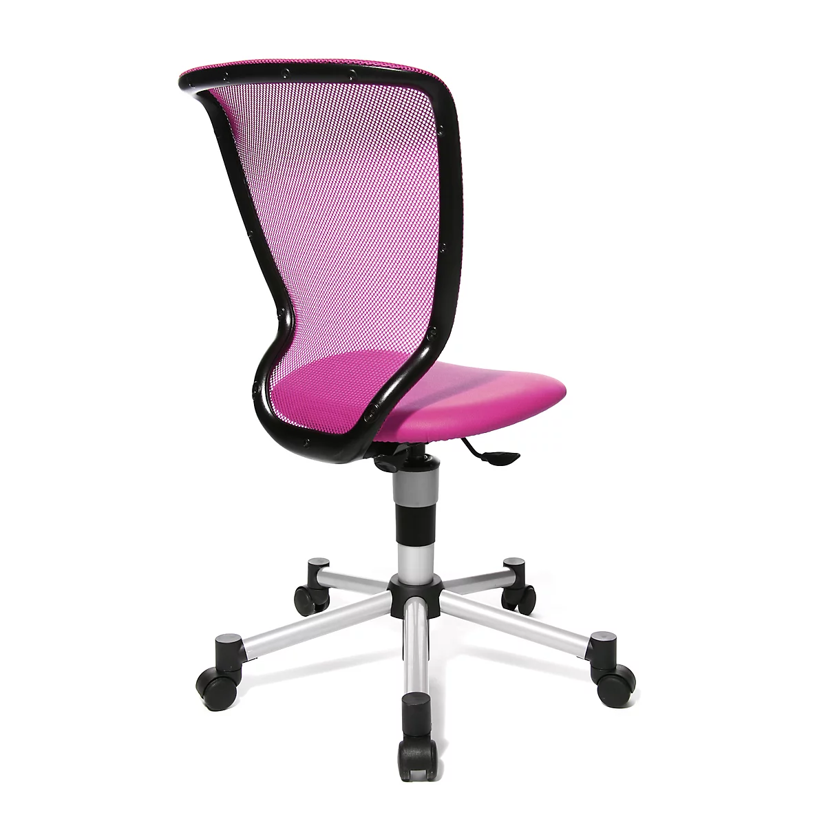 Topstar Titan Junior kinderdraaistoel, zonder armleuningen, voorgevormde zitting, netrugleuning, , met alu kruisvoet, roze