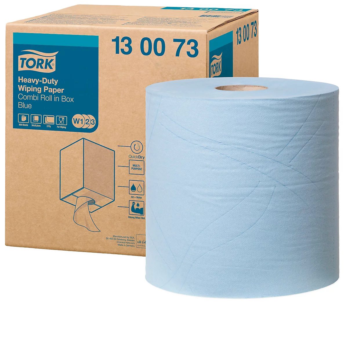 TORK® Advanced 430 multipurpose papieren poetsdoek, 2-laags, 260 x 340 mm, extra sterk, blauw