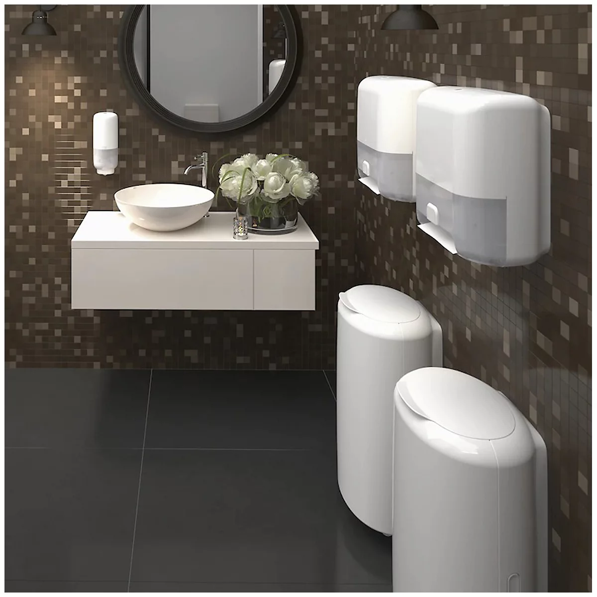 Tork® Distributeur d'essuie-mains en papier Matic® 551000, papier en rouleau, Elevation Design H1, longueur d'essuie-mains réglable, indicateur de niveau, blanc