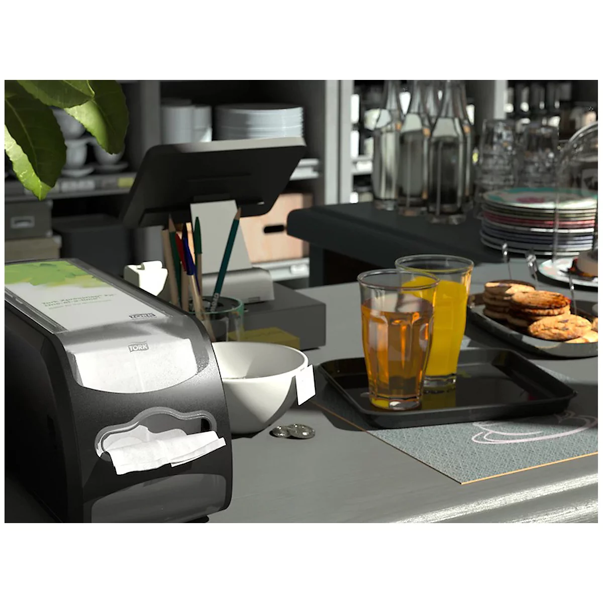 Tork® Distributeur de serviettes Xpressnap Fit® 272901, indicateur de niveau, L 326 x l 121 x H 143 mm, noir