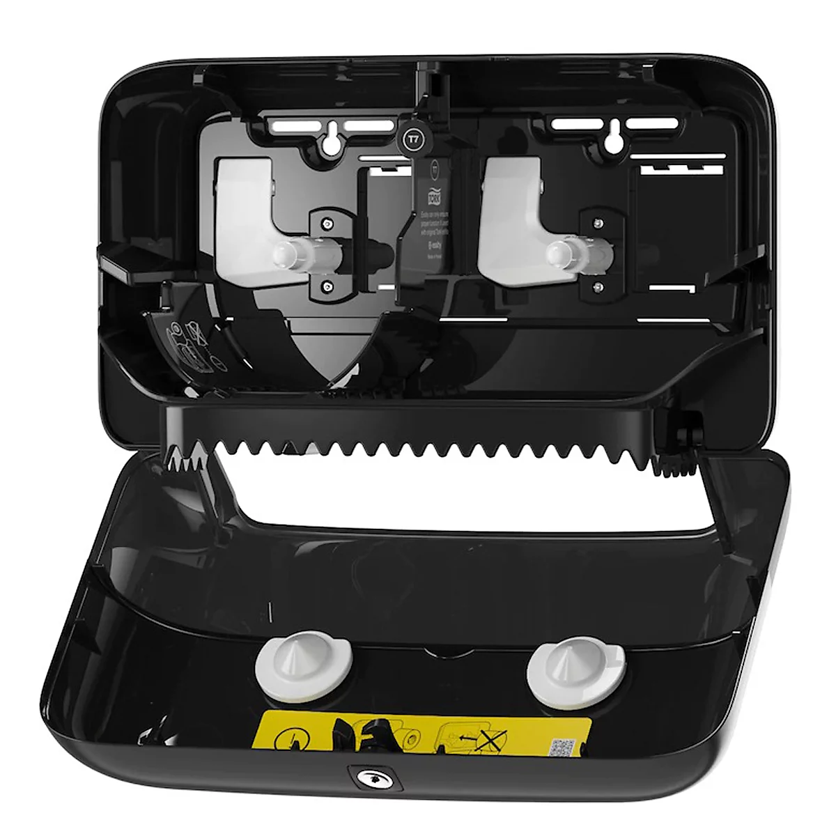 Tork® Doppelrollenspender 558048, für hülsenloses Midi Toilettenpapier, B 360 x T 130 x H 207 mm, Kunststoff, schwarz