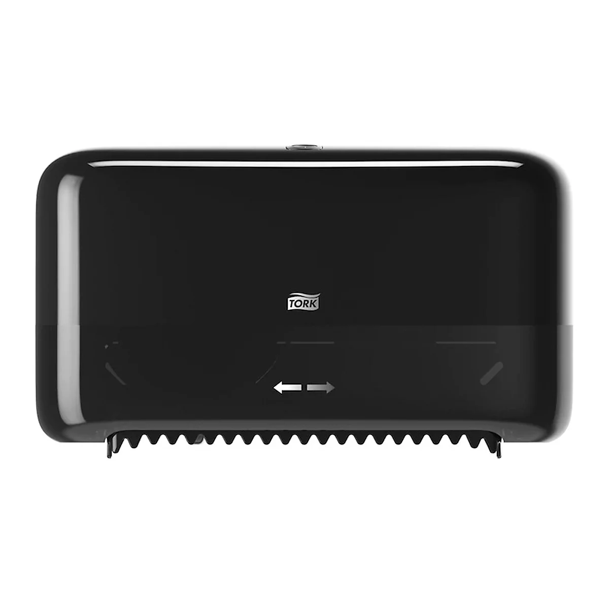 Tork® dubbele roldispenser 558048, voor mouwloos midi toiletpapier, B 360 x D 130 x H 207 mm, kunststof, zwart