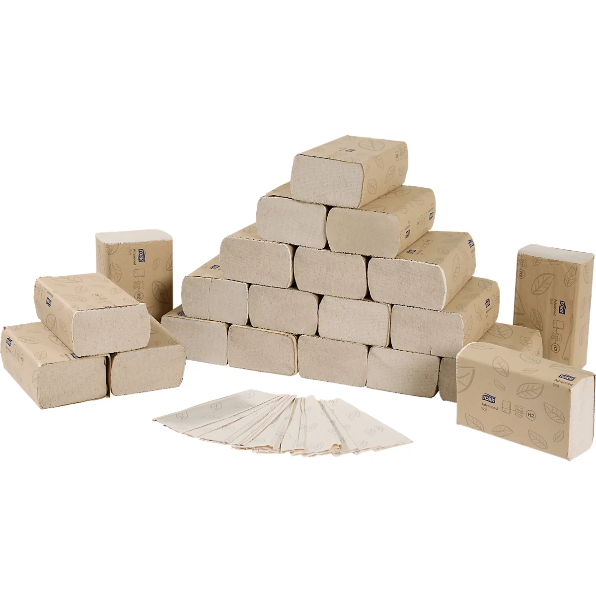 Tork® Essuie-mains pliés Tork Xpress® Soft Natural Multifold 130299, 2 plis, pliage en zigzag, compatible H2, 21 paquets de 180 feuilles, 100 % papier recyclé, couleur naturelle