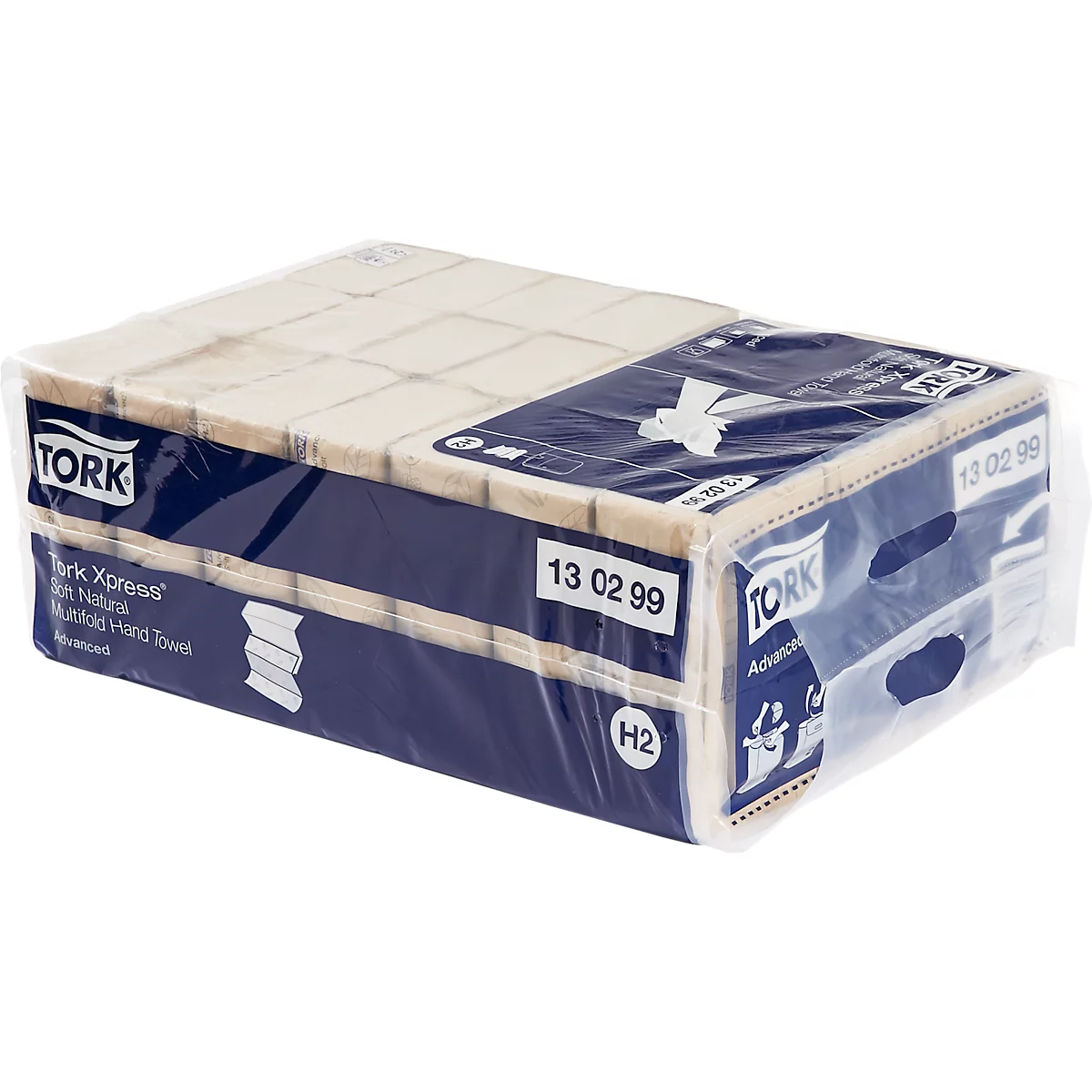 Tork® Essuie-mains pliés Tork Xpress® Soft Natural Multifold 130299, 2 plis, pliage en zigzag, compatible H2, 21 paquets de 180 feuilles, 100 % papier recyclé, couleur naturelle