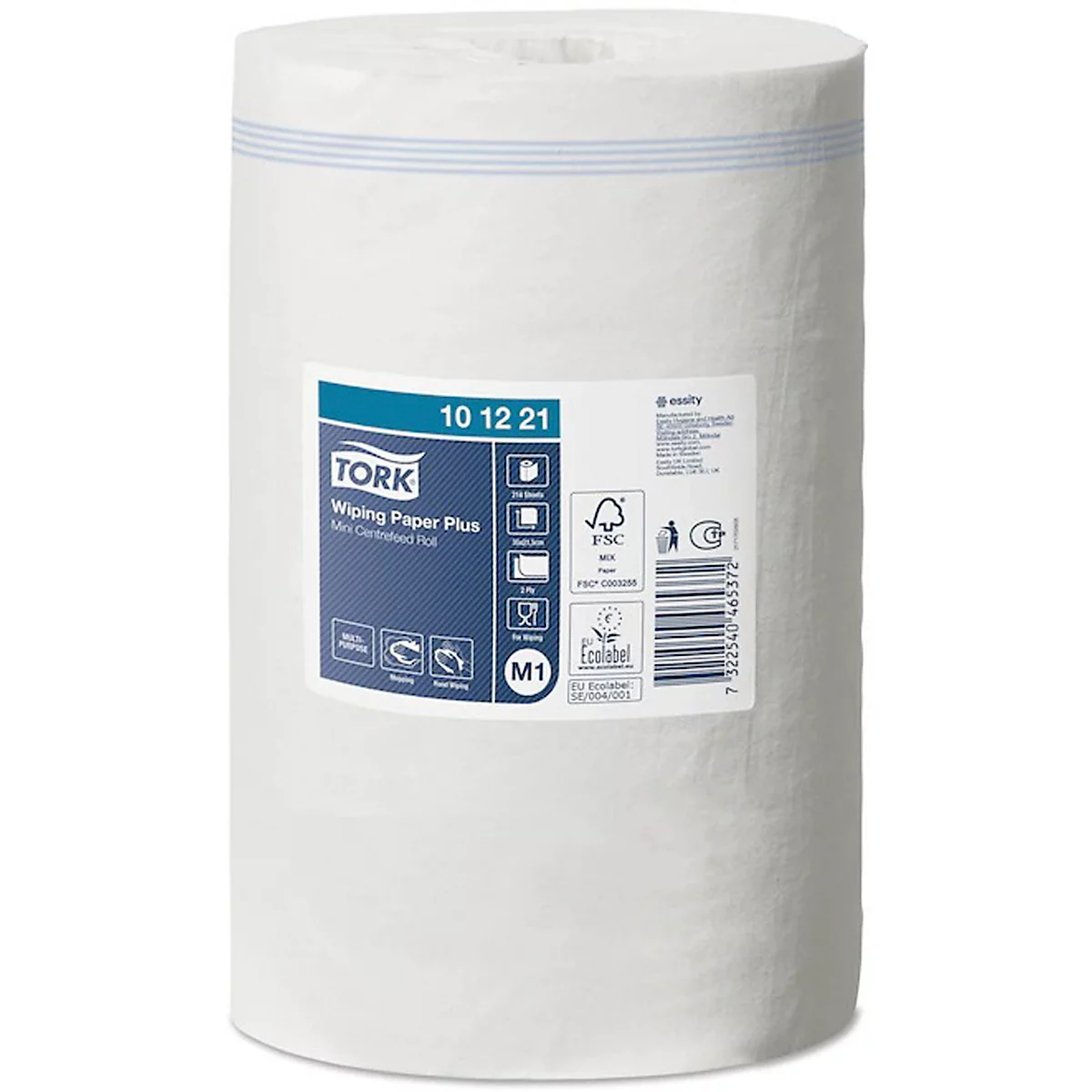 Tork® Essuie-tout multi-usages 101221, 2 plis, dévidage intérieur M1, L 75 m x l 215 mm, Ø 140 mm, 11 rouleaux de 74,90 m, blanc