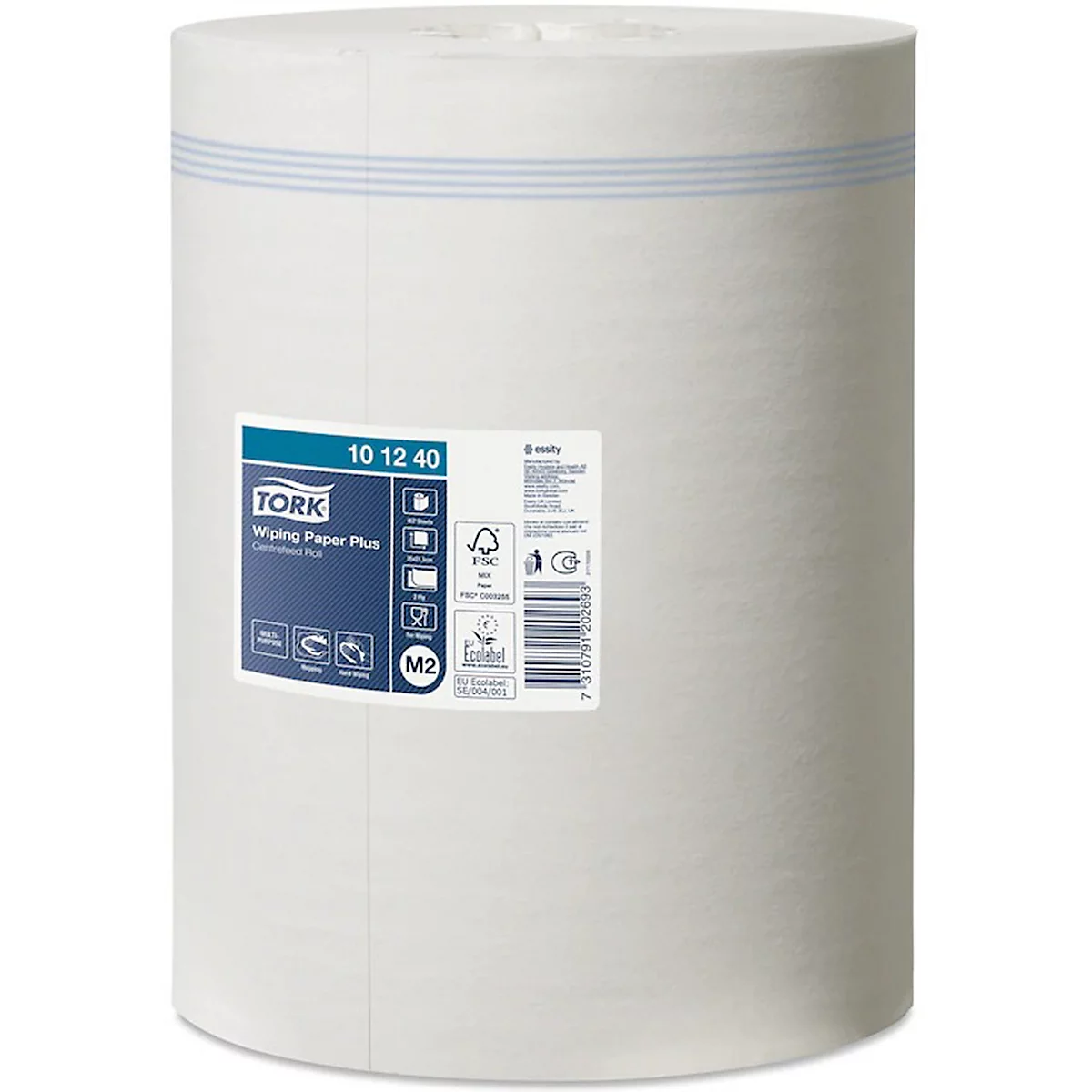 Tork® Essuie-tout multi-usages 101240, 2 plis, dévidage intérieur M2, L 160 m x l 215 mm, Ø 190 mm, 6 rouleaux de 160 m, blanc