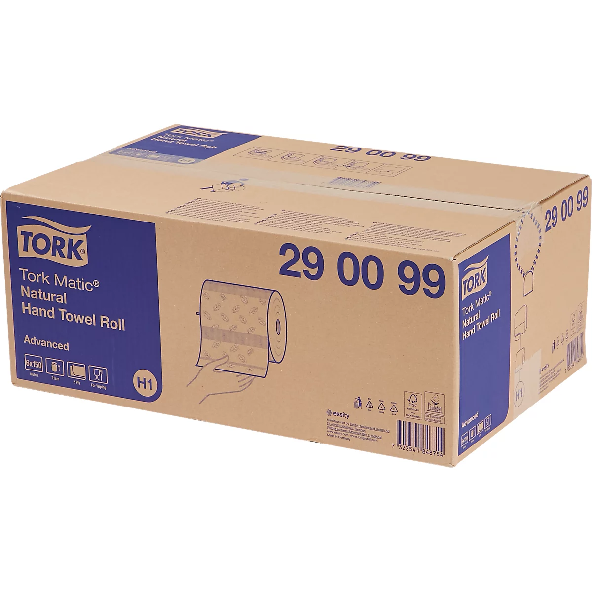 Tork® Handdoekrollen Tork Matic® 290099, 2-laags, H1-geschikt, 6 rollen á L 150 x B 210 mm, 100% gerecycled papier, natuurlijke kleur
