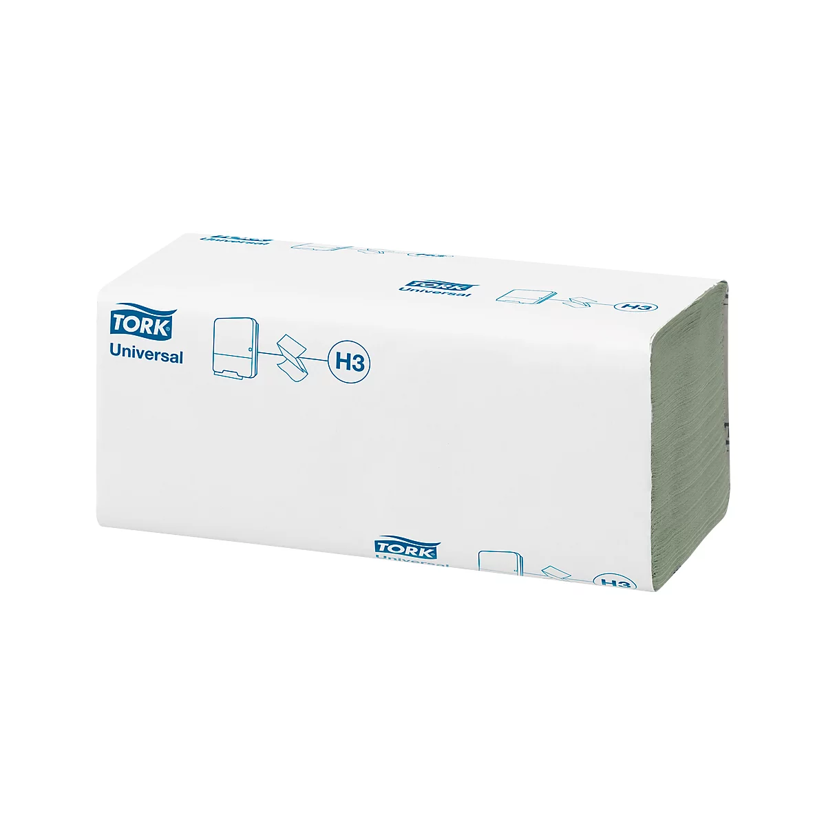 Tork® Handtuch Universal 290135, 1-lagig, Zick-Zack-Falzung, Einzelblattausgabe, mit Prägung, 20 Pack à 200 Stück (4000 Tücher), grün