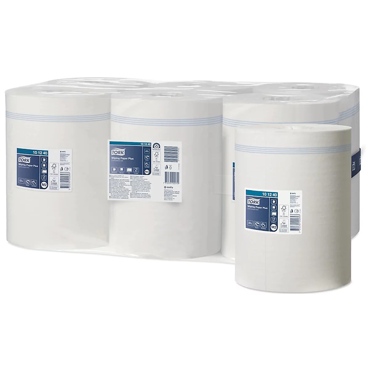 Tork® Mehrzweck-Papierwischtücher 101240, 2-lagig, Innenabrollung M2, L 160 m x B 215 mm, Ø 190 mm, 6 Rollen á 160 m, weiß