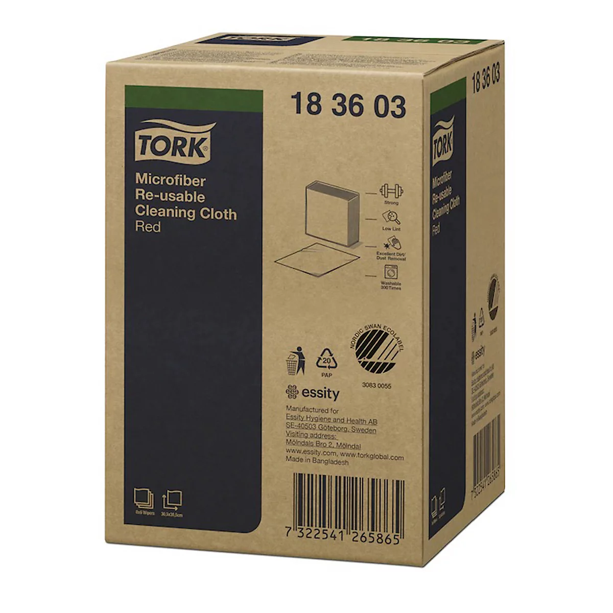 Tork® Microfaser Reinigungstücher 183603, fusselarm, 6 Tücher, wiederverwendbar, L 150 x B 150 mm, rot