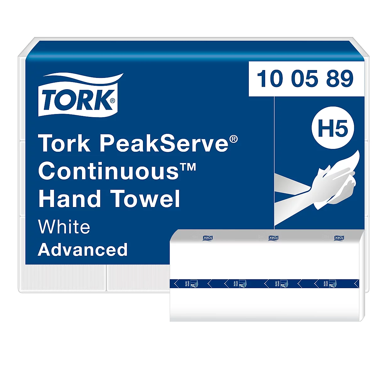 Tork® papieren handdoeken PeakServe® Endlos™ H5 100589, 1-laags, reliëf, FSC® papier, 12 pak á 270 vellen (3240 doekjes), wit