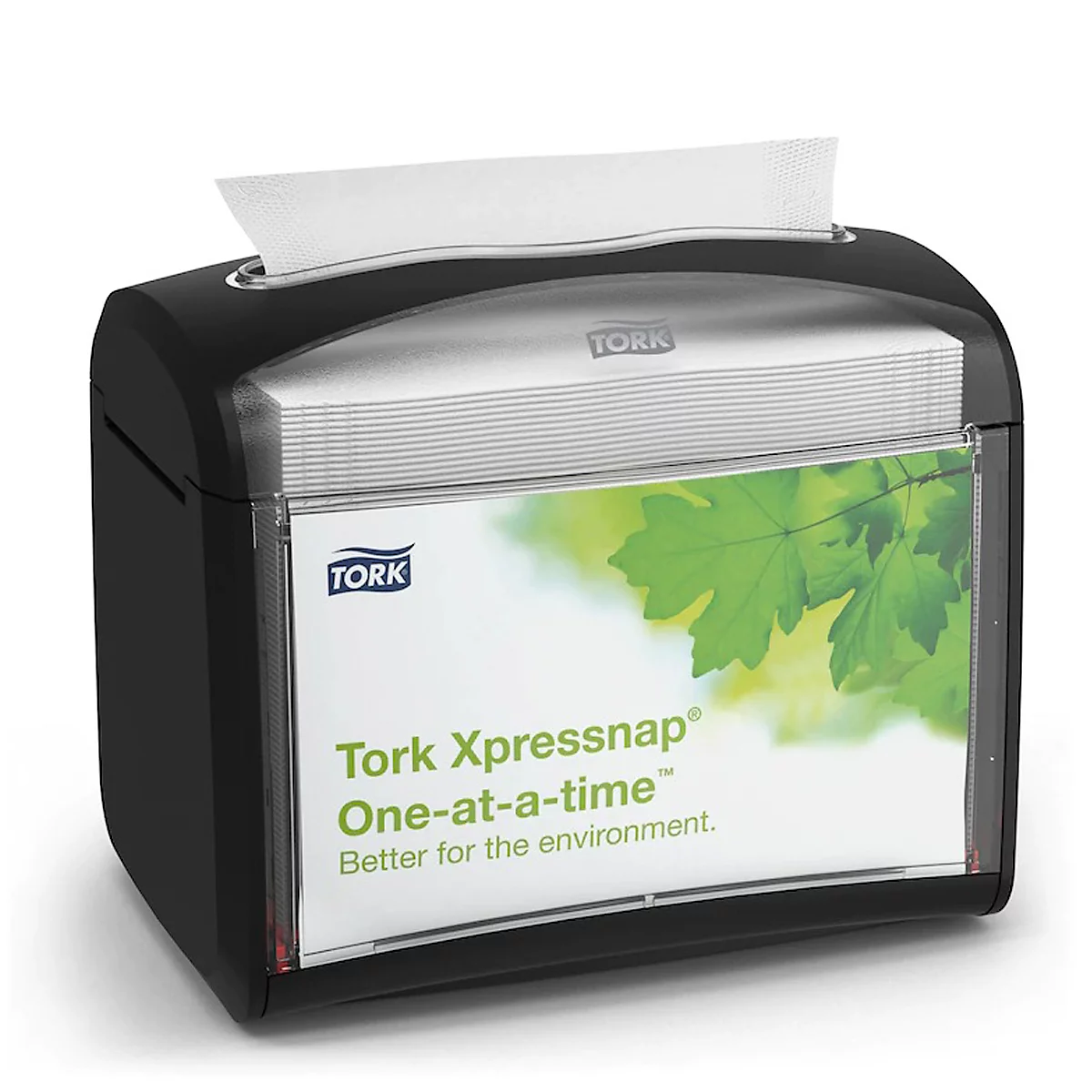 Tork® servetdispenser Xpressnap Fit® 272611, dispenser voor één vel, vulstandindicator, reclamevlak, L 150 x B 201 x H 155 mm, kunststof, zwart