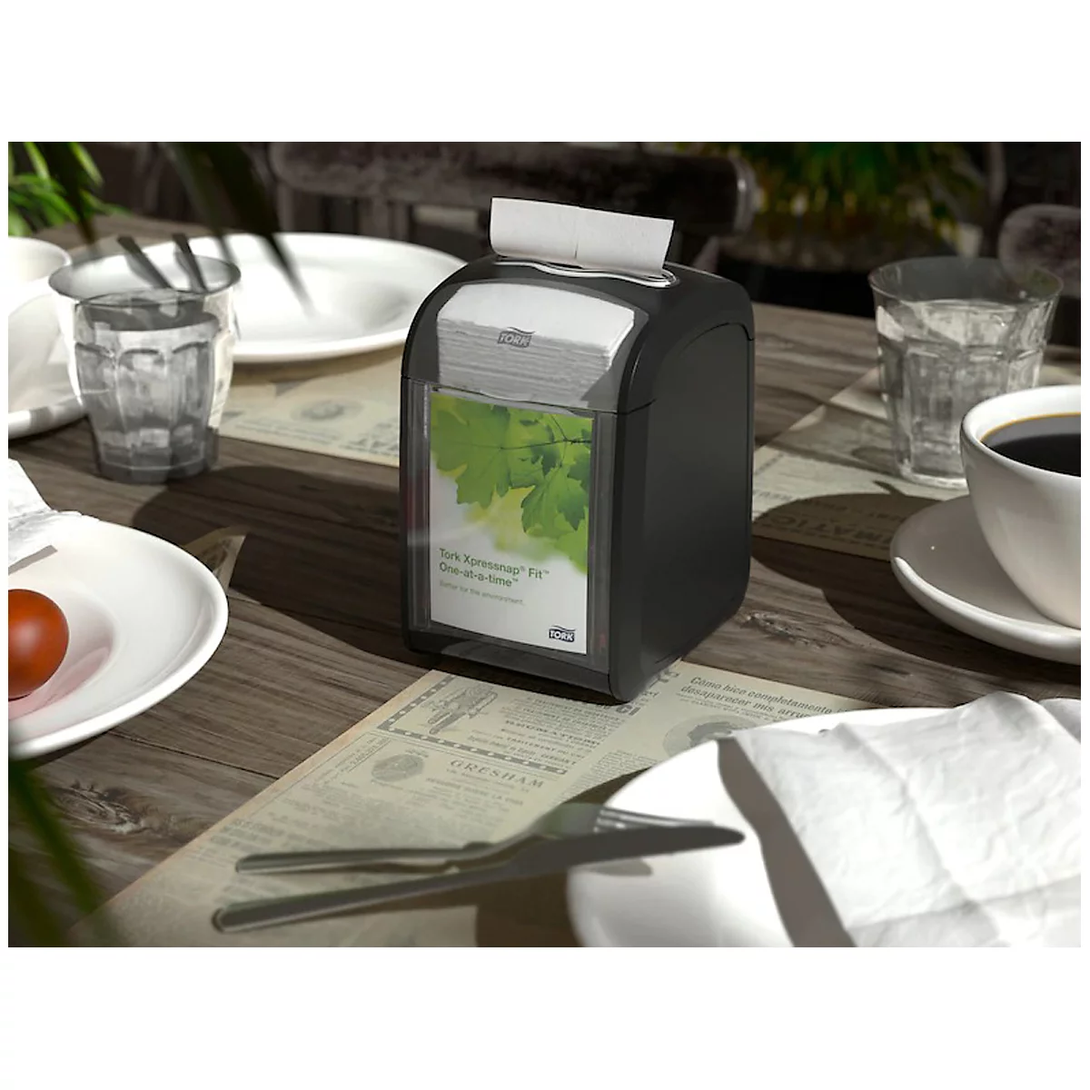 Tork® servetdispenser Xpressnap Fit® 272900, vulstandindicator, L 141 x B 113 x H 170 mm, zwart