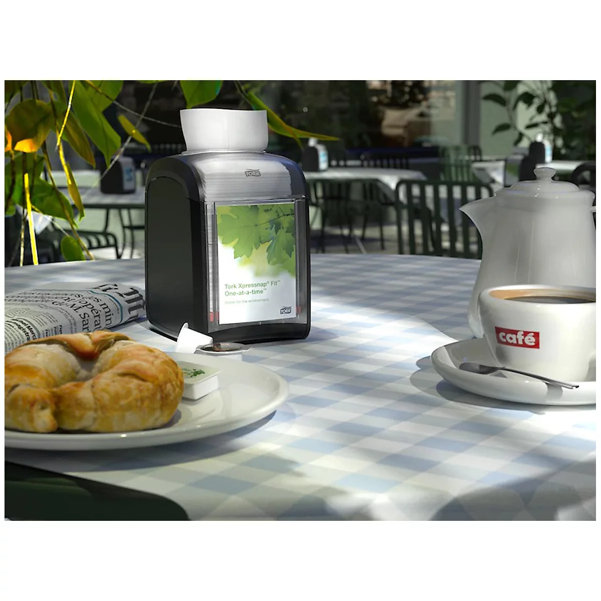 Tork® servetdispenser Xpressnap Fit® 272900, vulstandindicator, L 141 x B 113 x H 170 mm, zwart