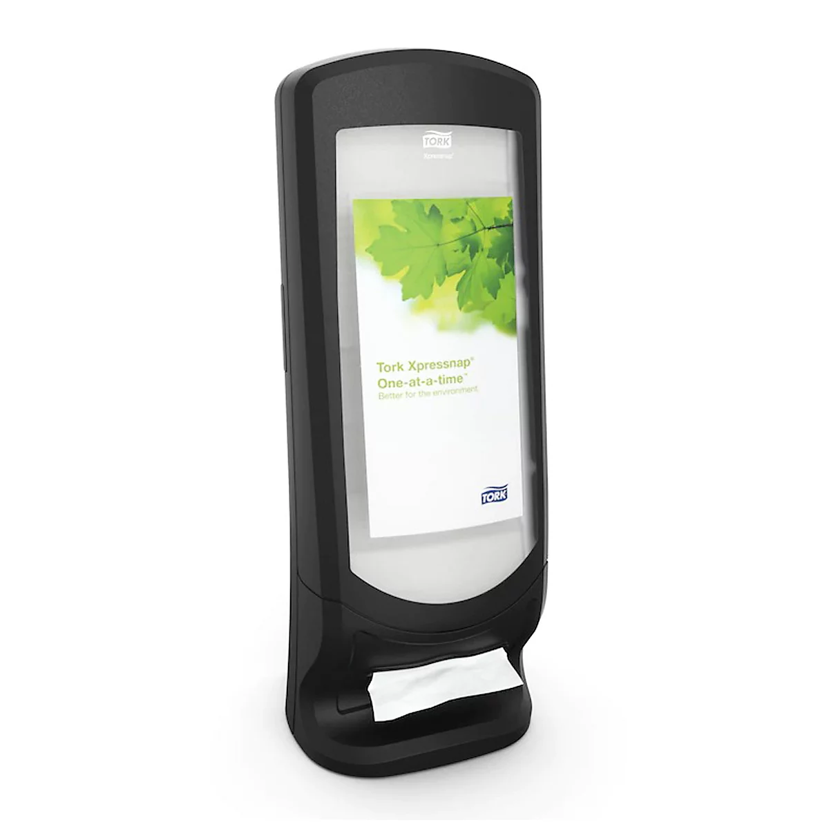 Tork® Serviettenspender Xpressnap Fit® 272211, Einzelblattausgabe, Stand-/Wandbefestigung, L 235 x B 235 x H 622 mm, Kunststoff, schwarz