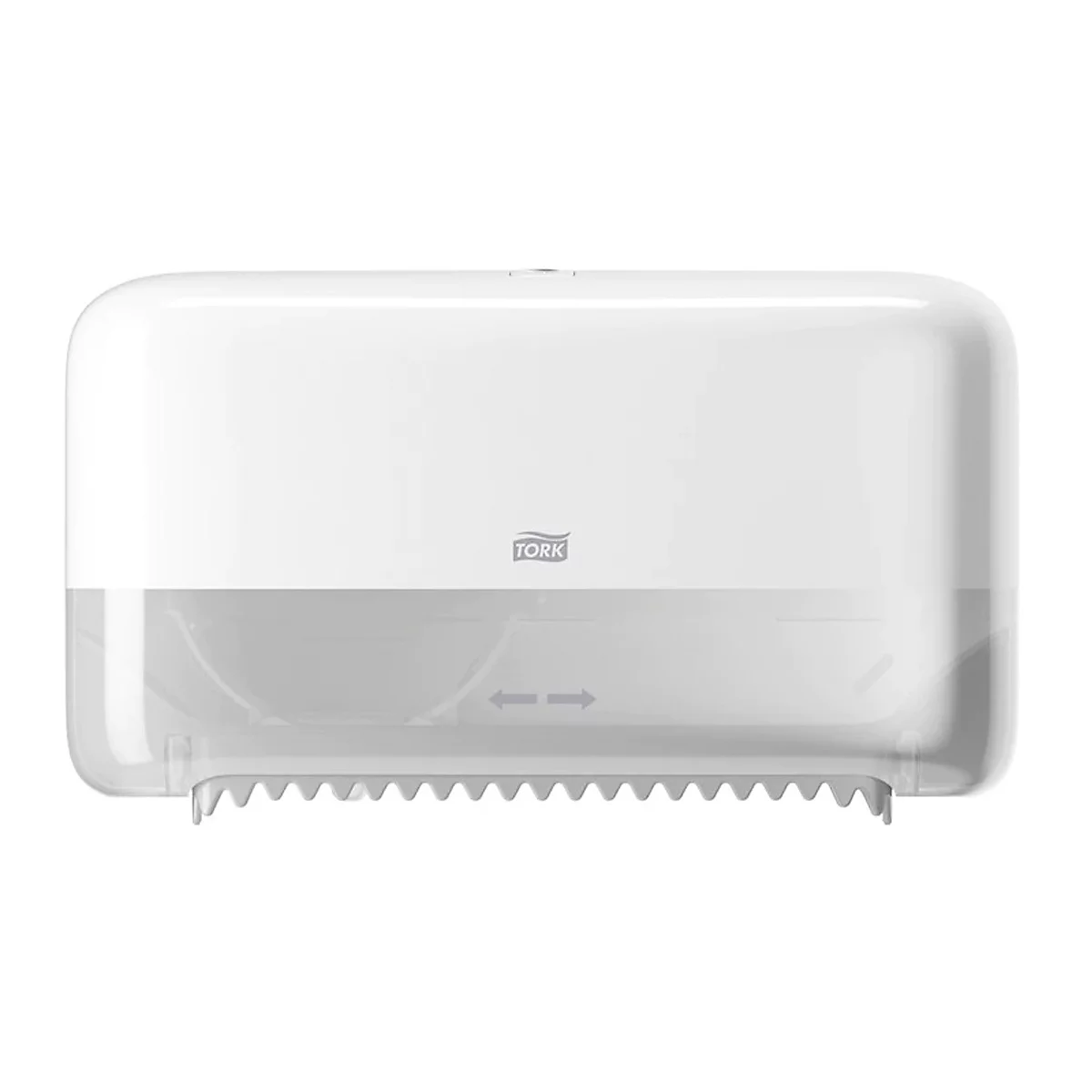 Tork® Twin Roll Dispenser 558040, voor mouwloos midi toiletpapier, B 360 x D 130 x H 207 mm, kunststof, wit