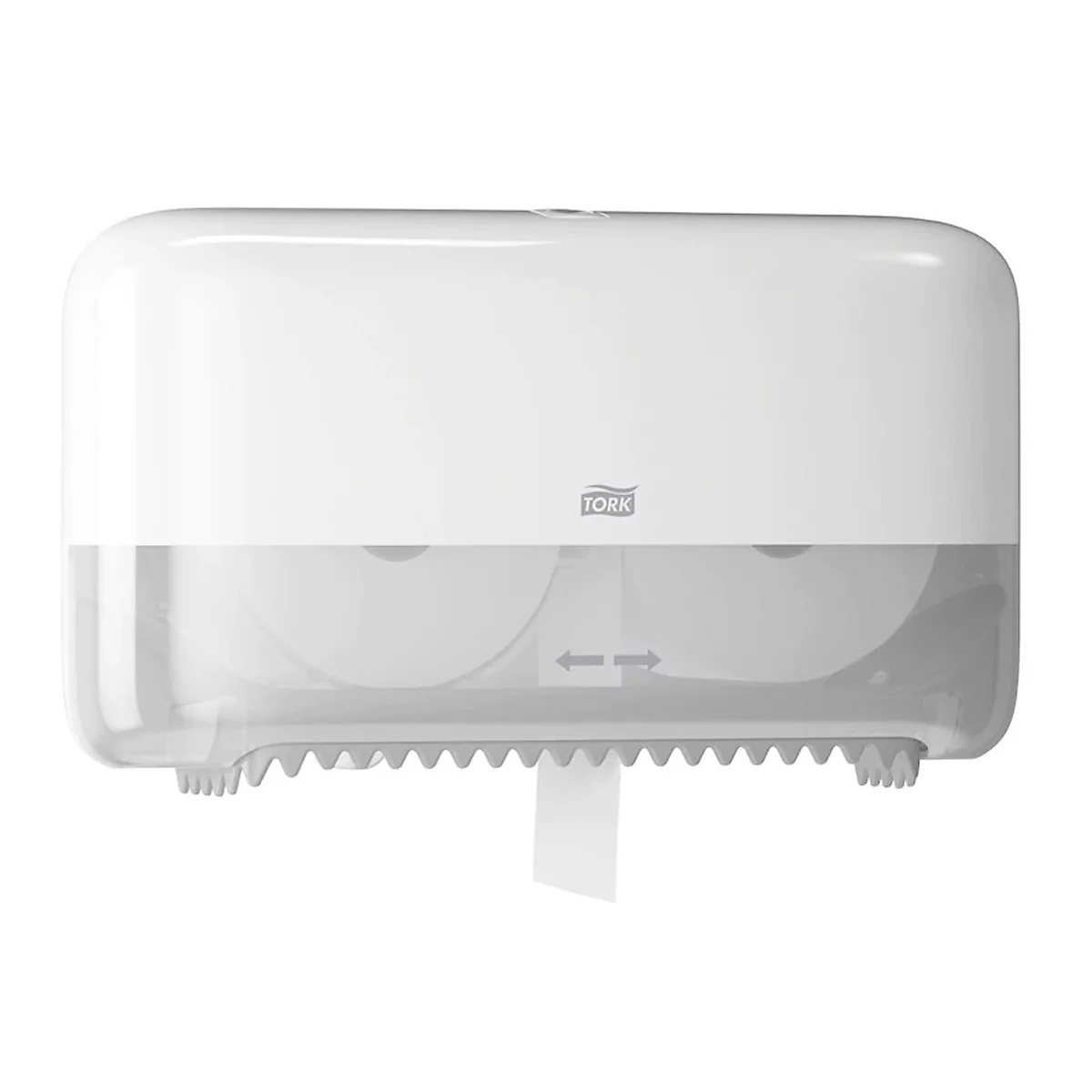 Tork® Twin Roll Dispenser 558040, voor mouwloos midi toiletpapier, B 360 x D 130 x H 207 mm, kunststof, wit