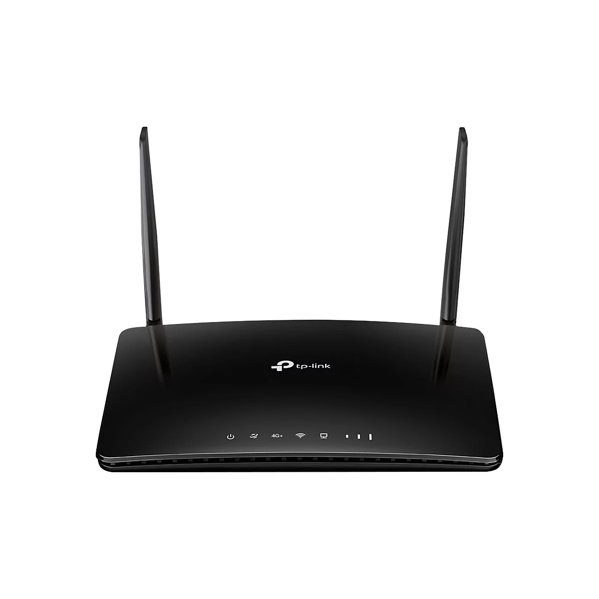 Routeur Wi-Fi noir avec deux antennes, logo tp-link.