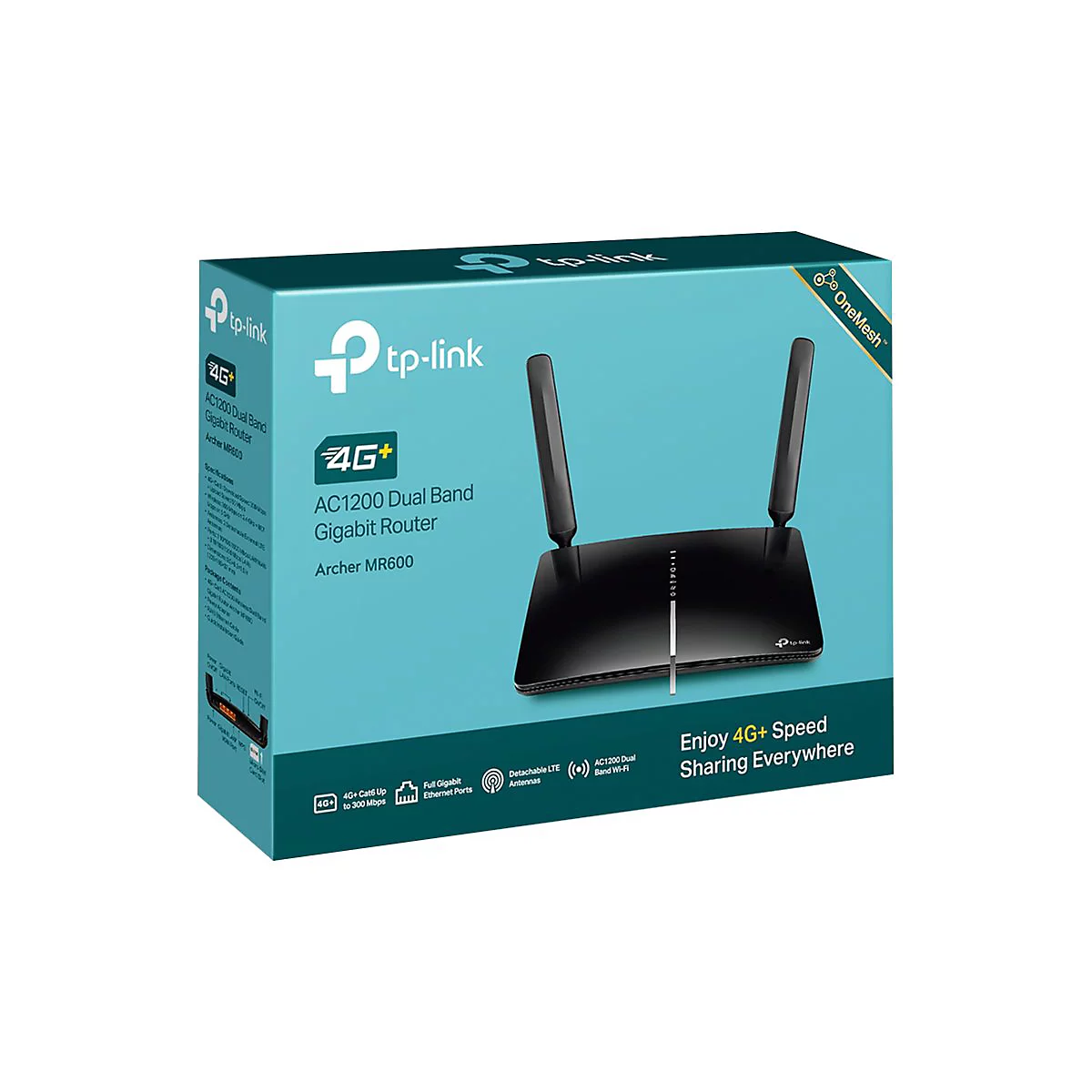 TP-Link Archer MR600 4G+ Cat6 AC1200 Wireless Dual Band - Wireless Router - WWAN 3-Port-Switch - 1GbE - Wi-Fi 5 - Dual-Band