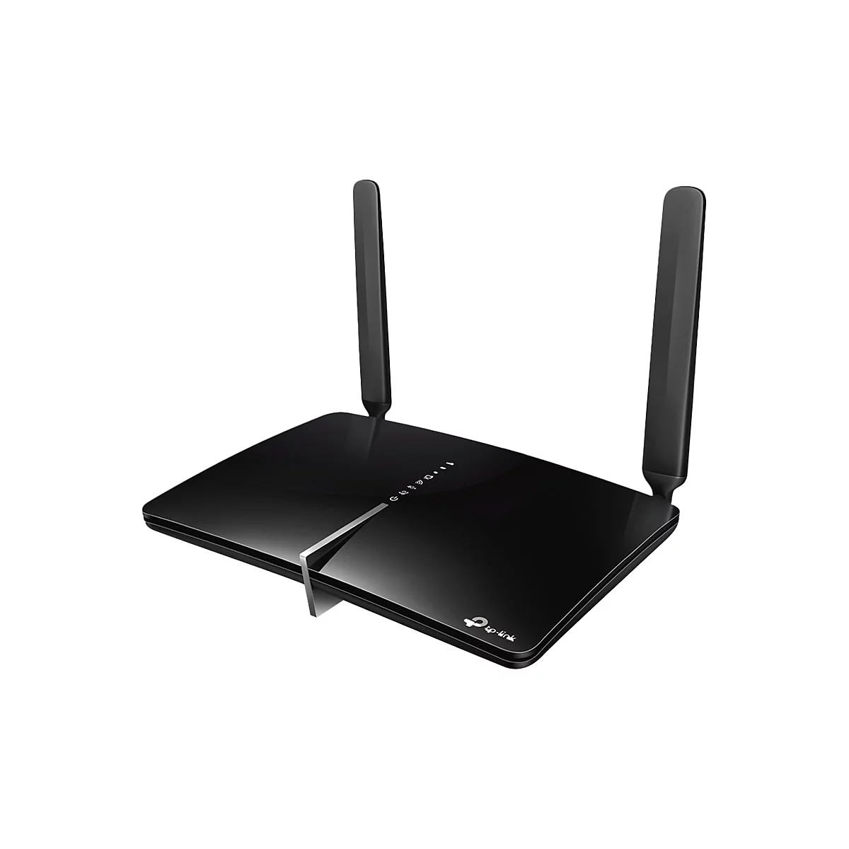 Routeur noir avec deux antennes, logo TP-Link.