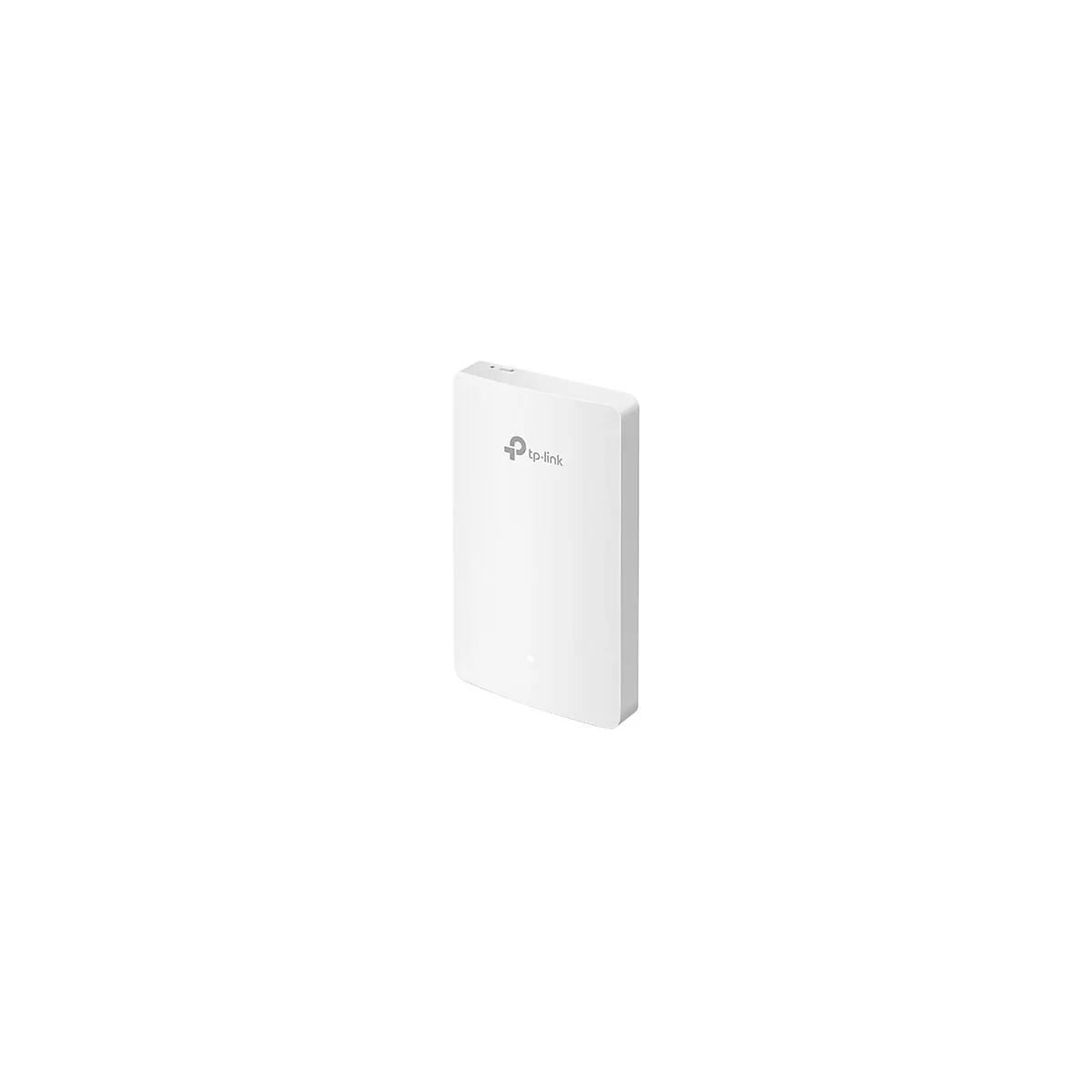 Ein weißes TP-Link-Gerät, mit Logo, LED, und Antenne. Steht vor neutralem Hintergrund.