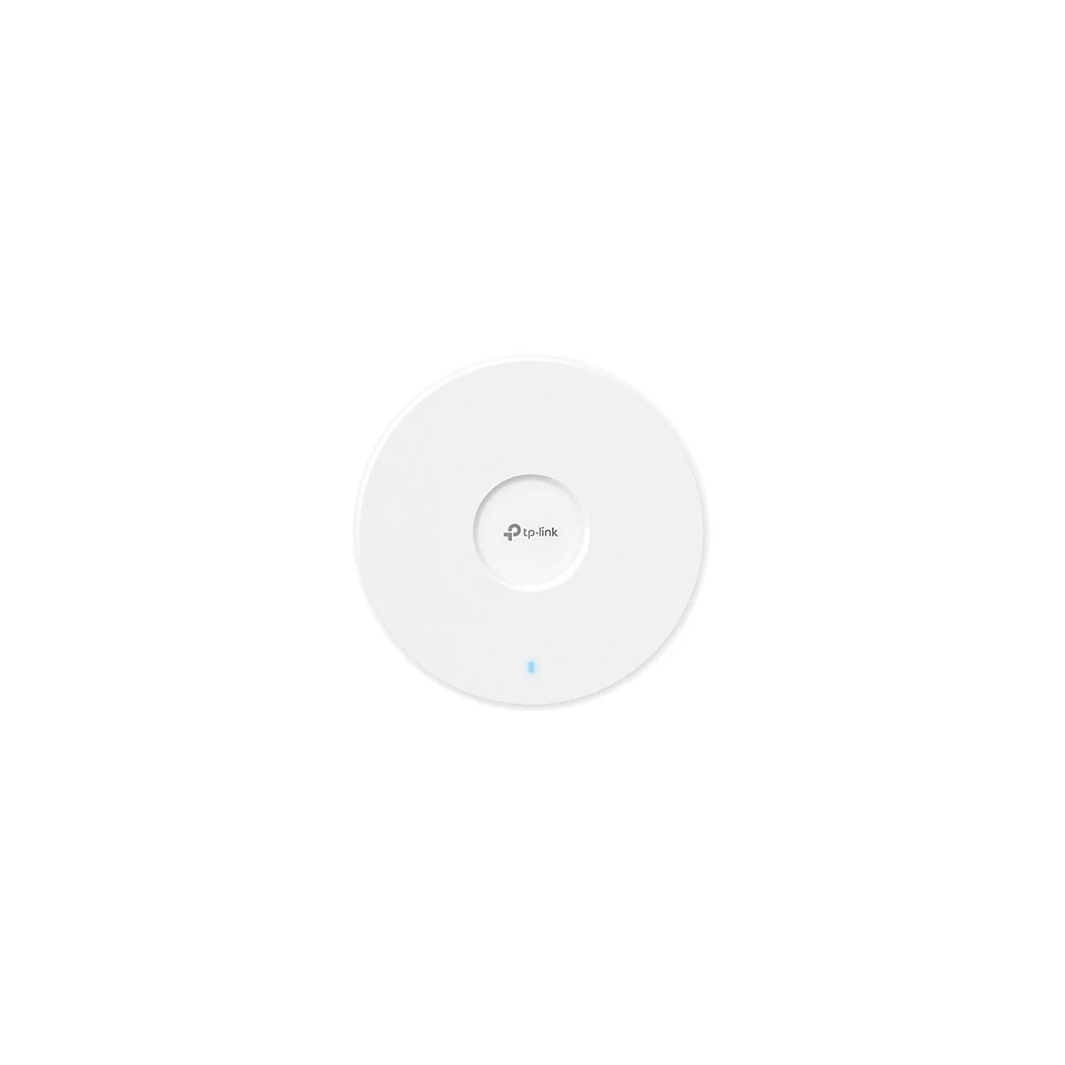 Point d'accès sans fil TP-Link rond et blanc avec logo et LED bleue.