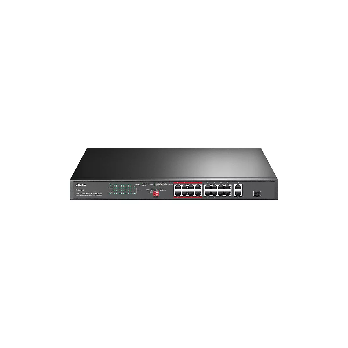 TP-Link JetStream TL-SL1218P V4 - Switch - unmanaged - 16 x 10/100 (PoE+) + 2 x 10/100/1000 + 1 x Combo Gigabit SFP/RJ-45 - an Rack montierbar - PoE+ (150 W)
