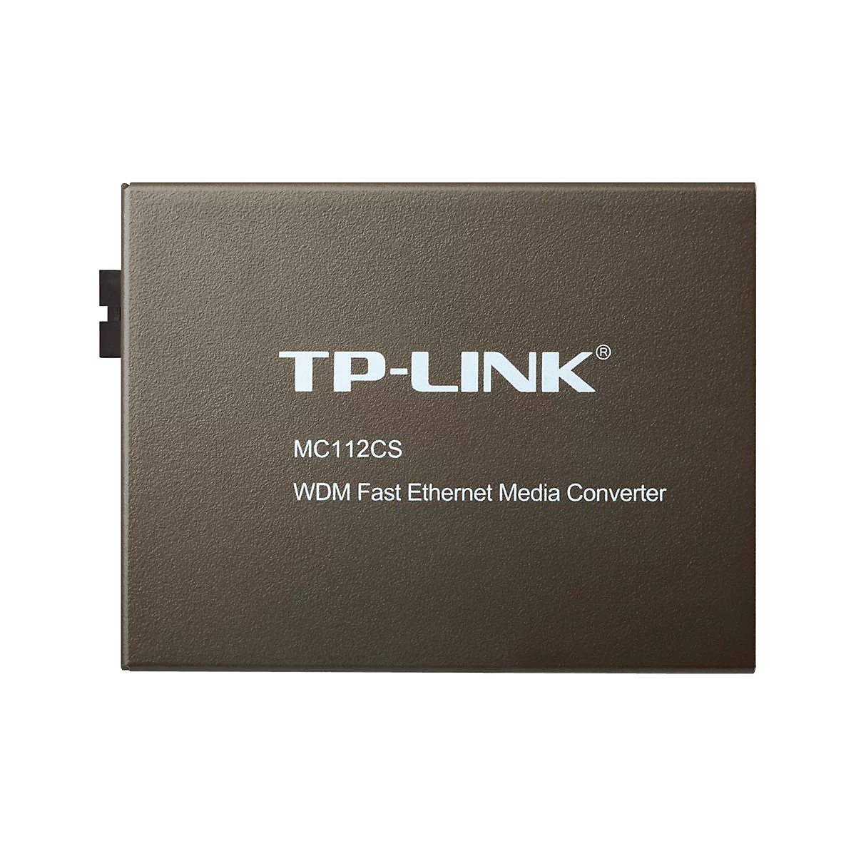 Brauner TP-Link WDM Fast Ethernet Media Converter. Aufschrift: TP-LINK, MC112CS.