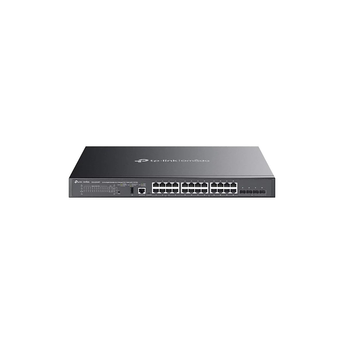 TP-Link Omada SG5428XMPP V1 - Switch - L3 Lite - managed - 24 x 10/100/1000 (PoE++) + 4 x 10Gb Ethernet SFP+ - Seite-zu-Seite-Luftstrom