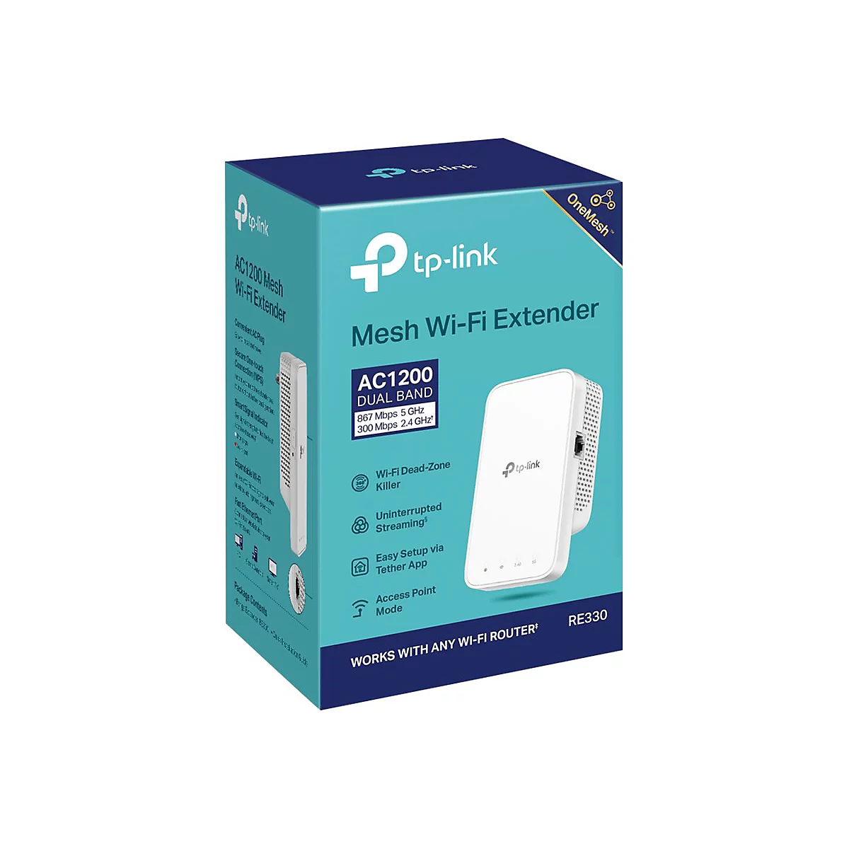 TP-Link RE330 V1 - Wi-Fi-Range-Extender - 100Mb LAN - Wi-Fi 5 - 2.4 GHz, 5 GHz - Unterputz