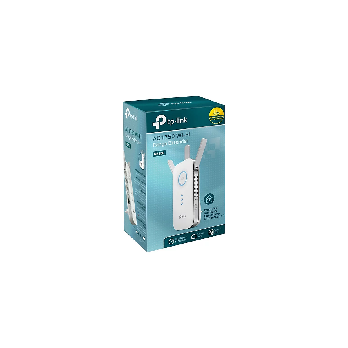 Verpackungskarton des TP-Link AC1750 Wi-Fi Range Extender RE450.