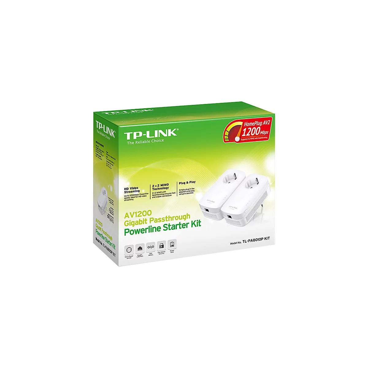 TP-Link TL-PA8010P KIT - Starter Kit - Powerline Adapter - an Wandsteckdose anschließbar