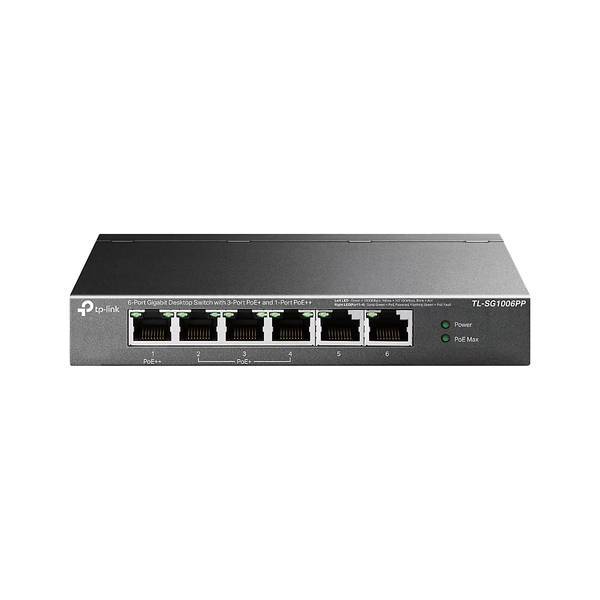 TP-Link TL-SG1006PP V1 - Switch - unmanaged - 1 x 10/100/1000 (PoE++) + 3 x 10/100/1000 (PoE+) + 2 x 10/100/1000 - Desktop - PoE++ (64 W)