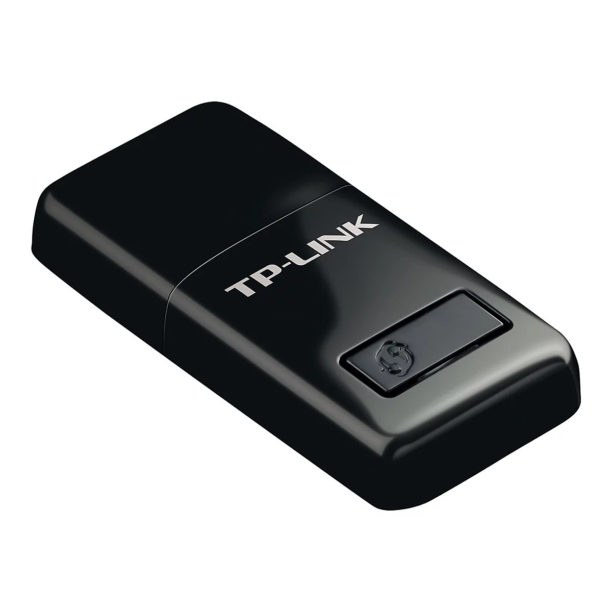 Schwarzer USB-WLAN-Adapter mit dem Logo TP-LINK.