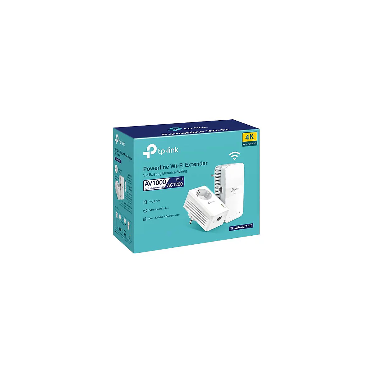 TP-Link TL-WPA7617 KIT V1 Wi-Fi Kit - Powerline Adapterkit 1GbE, HomePlug AV (HPAV), HomePlug AV (HPAV) 2.0, IEEE 1901 - Wi-Fi 5 - Dual-Band - an Wandsteckdose anschließbar - mit TP-Link TL-PA7017P