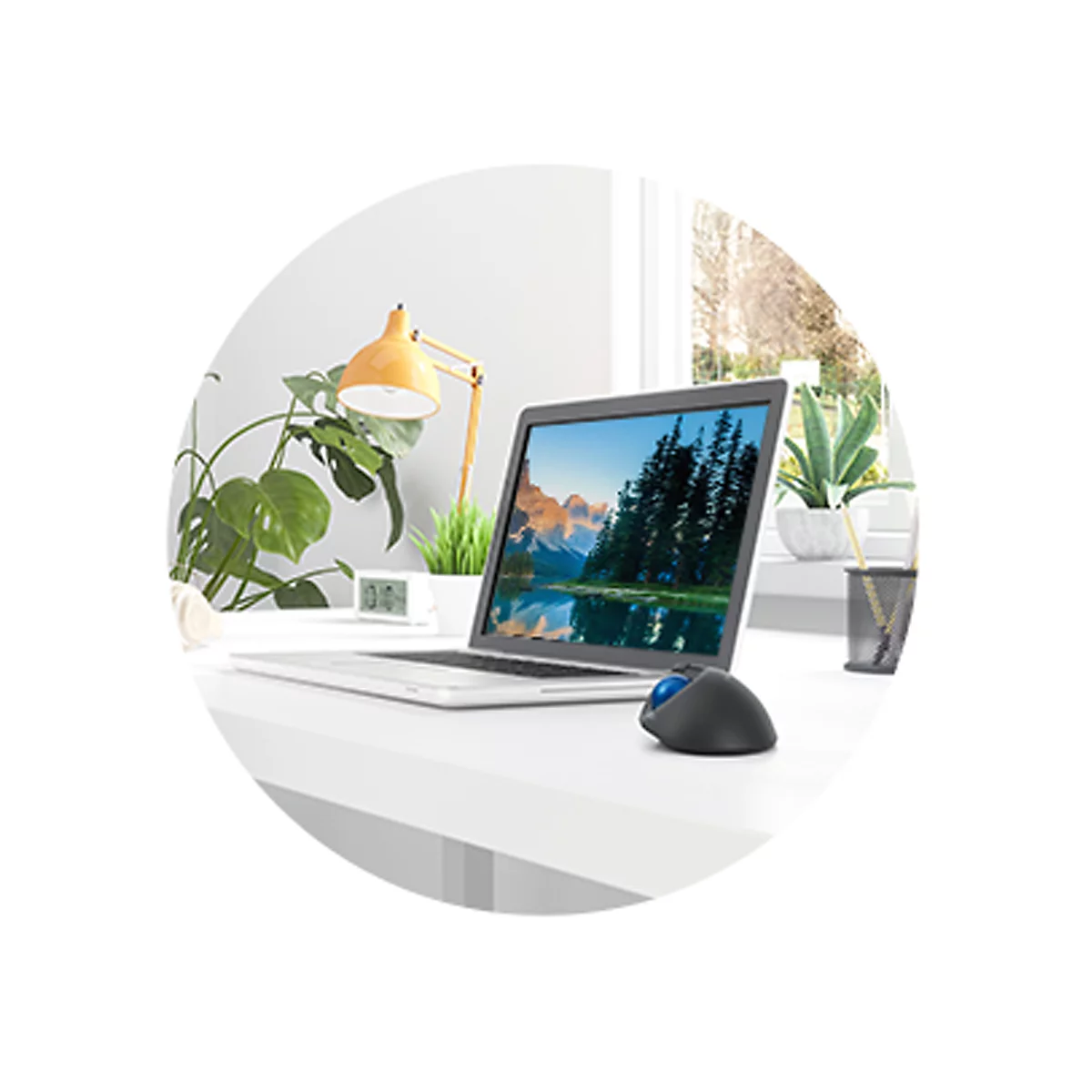 Trackball Kensington Pro Fit™ Ergo TB450, ergonomisch, kabellos, Batteriebetrieb, 400/800/1200/1600 dpi, PCR, grau-blau