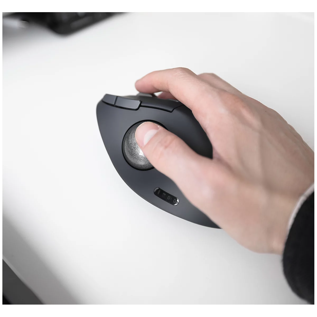 Trackball Kensington Pro Fit™ Ergo TB550, ergonomisch, snoerloos, oplaadbare batterij, 7 knoppen en 4D scrollwiel, 400/800/1200/1600 dpi, PCR, grijsblauw