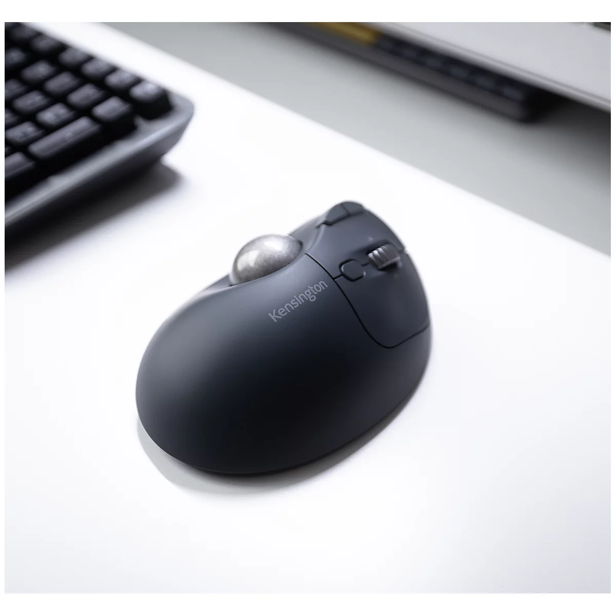 Trackball Kensington Pro Fit™ Ergo TB550, ergonomisch, snoerloos, oplaadbare batterij, 7 knoppen en 4D scrollwiel, 400/800/1200/1600 dpi, PCR, grijsblauw