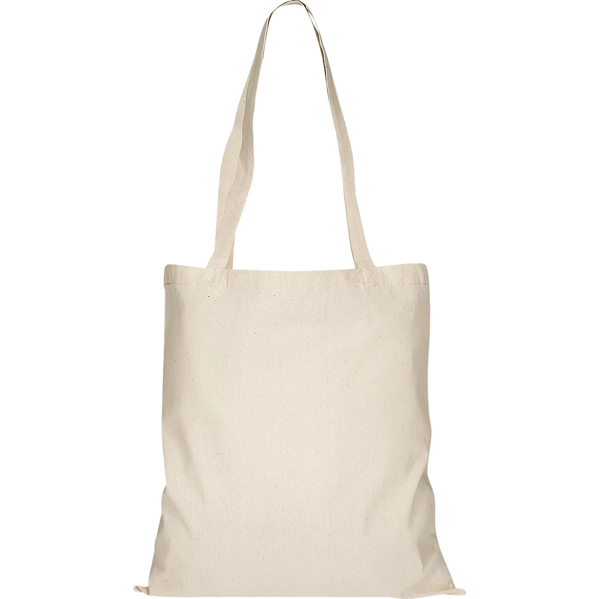 Beige Tragetasche mit Henkeln, Frontansicht, neutraler Hintergrund.