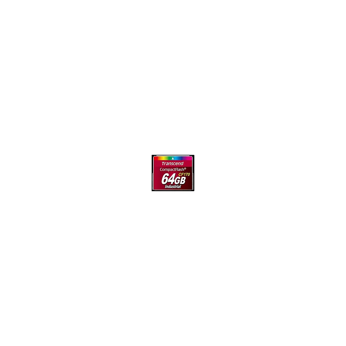 Transcend CompactFlash Speicherkarte mit 64GB Kapazität und Industrial Aufschrift.