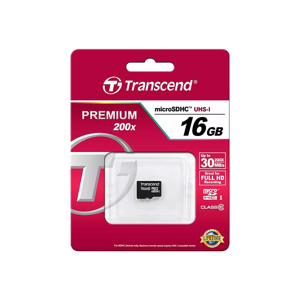 Transcend - Flash-Speicherkarte - 16 GB - Class 10 - microSDHC