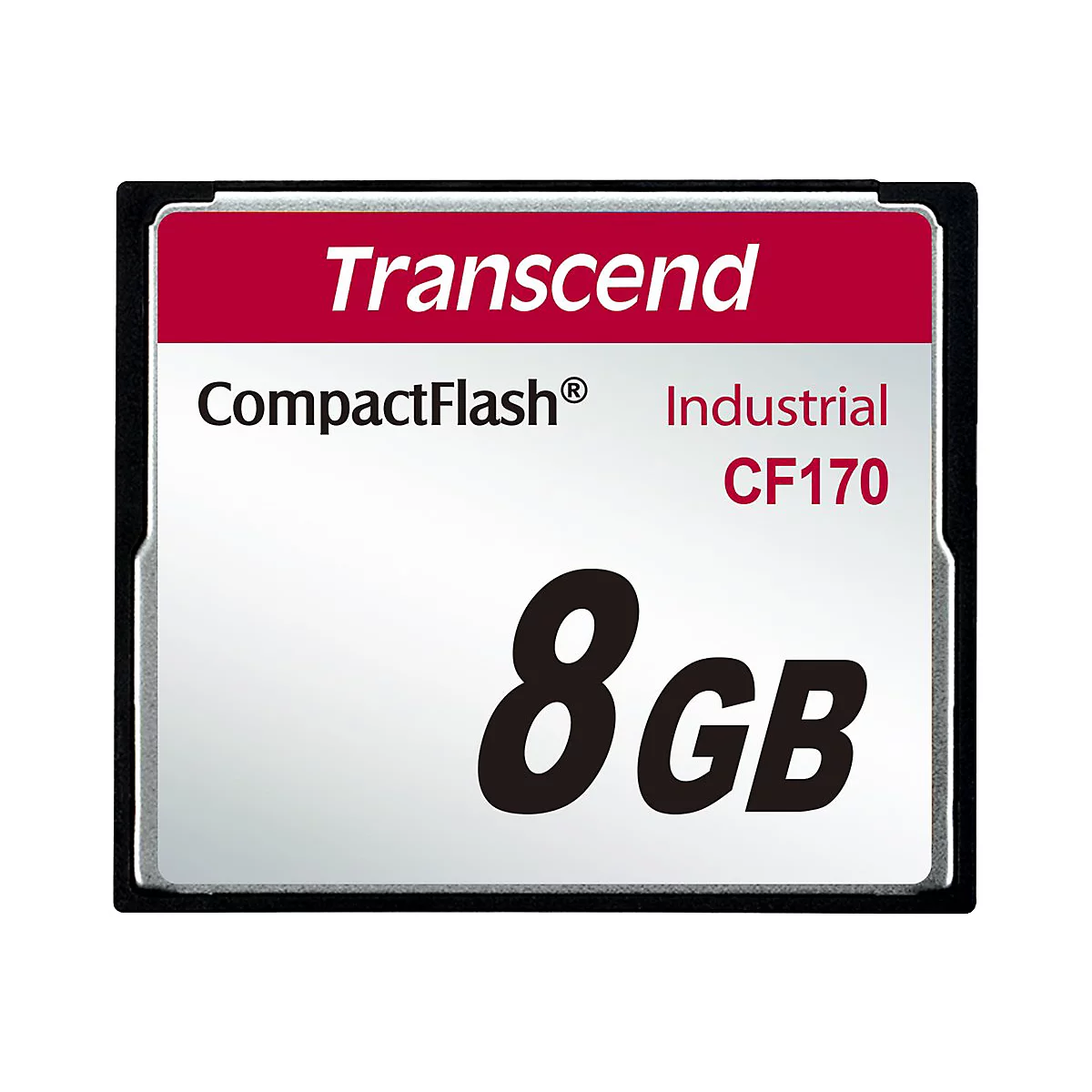 KompaktFlash-Speicherkarte von Transcend. Die Karte zeigt 8GB Speicherkapazität.