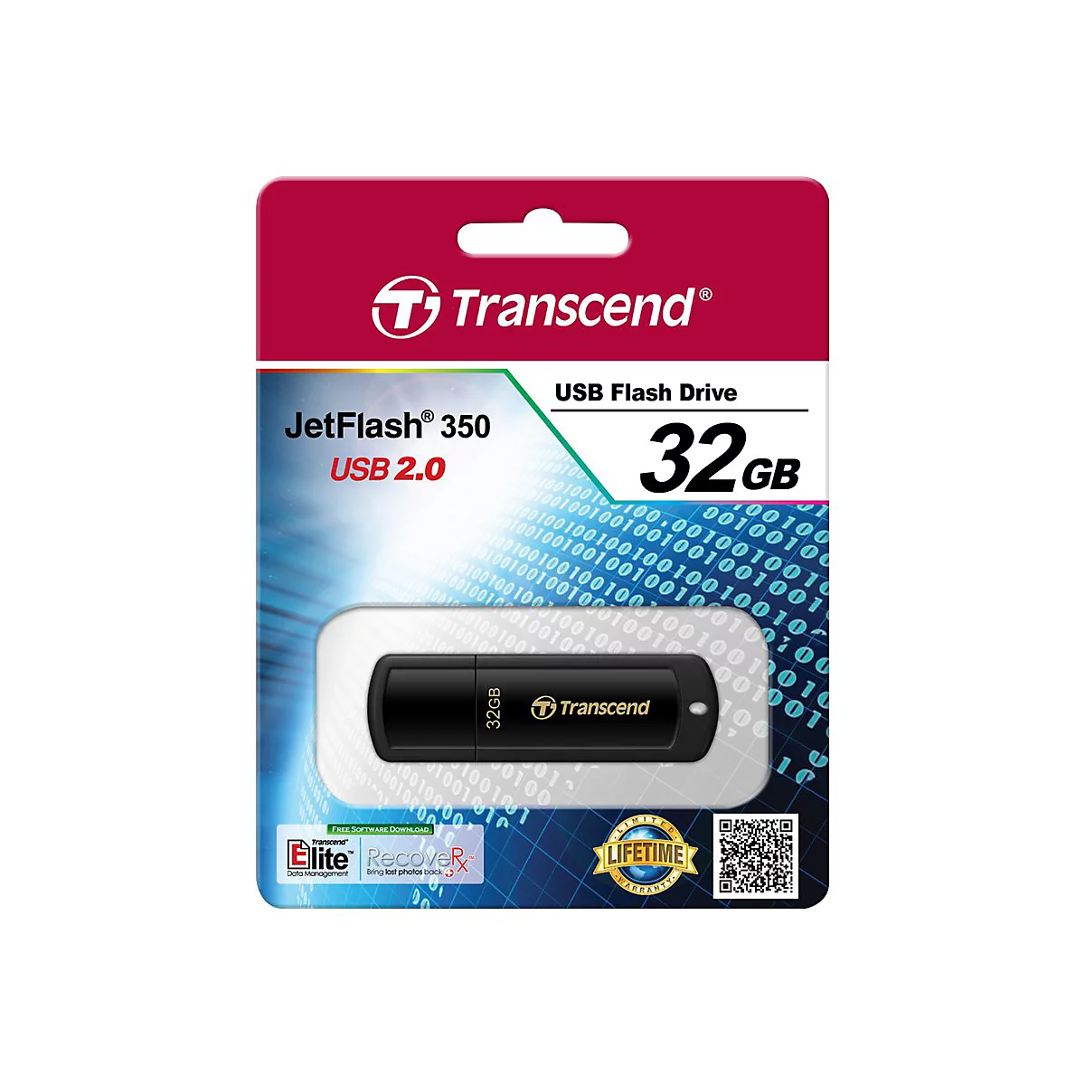 Transcend JetFlash 350 - USB-Flash-Laufwerk - 32 GB - USB 2.0 - Schwarz